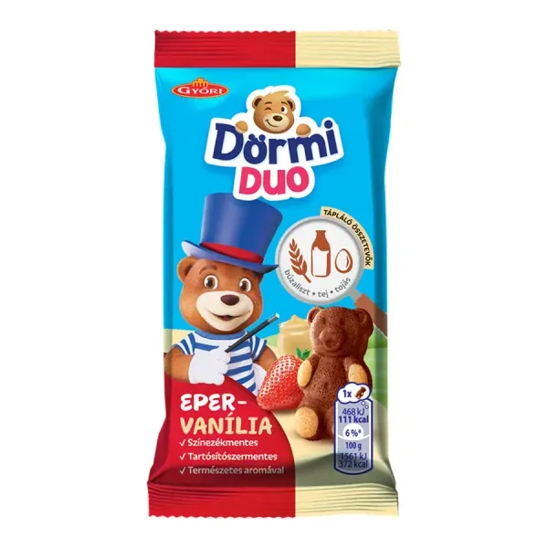 Győri Édes Kismackó 30G Duo Eper - Vanília Piskóta (Dörmi)