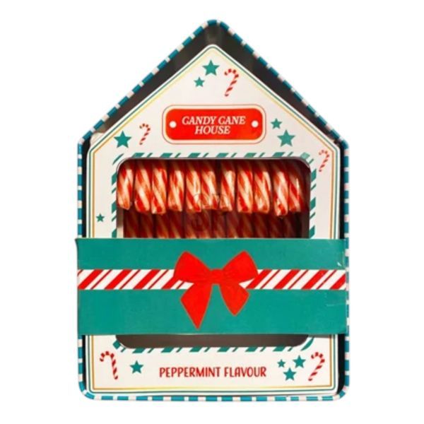 Becky's 168G Candy Canes Christmas House Tin (880150)