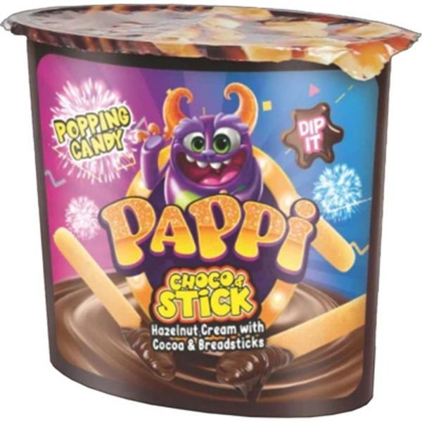 Pappi 55G Choco & Sticks - Pattogócukros Mogyorókrém Ropogós Pálcikákkal