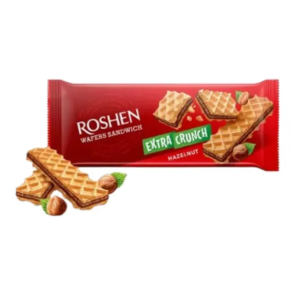 Roshen Extra Crunch mogyorós krémmel töltött ostya 142 g