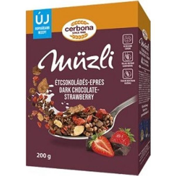 Cerbona Müzli 200G Étcsokoládé-Eper