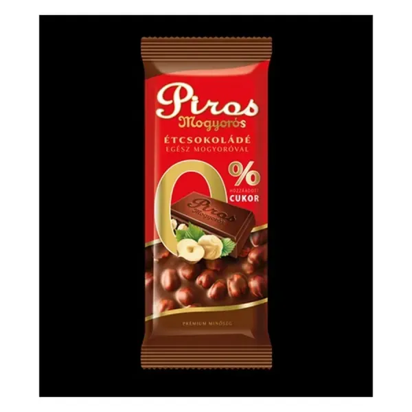 Piros Mogyorós 70G Étcsokoládé Hozzáadott Cukor Nélkül