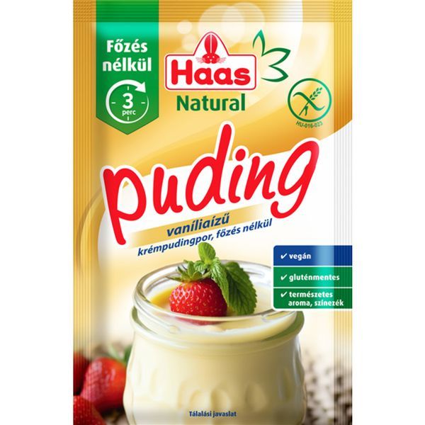 Haas Natural Pudingpor Vanília Főzés Nélküli 60G