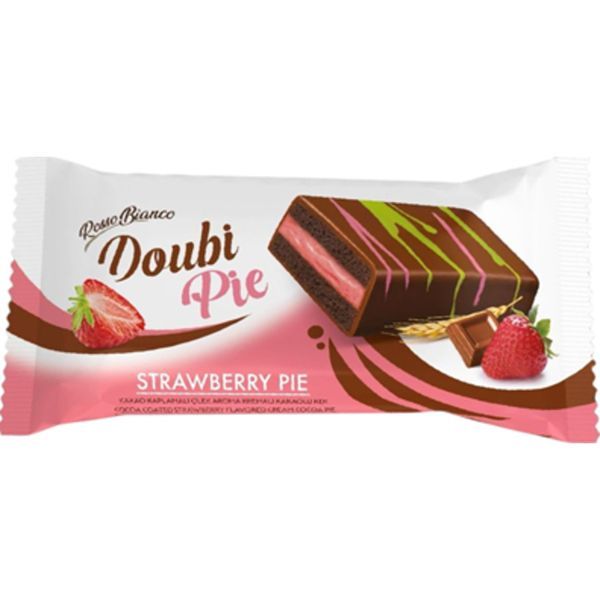 Rosso Bianco 40G Doubi Pie Eper Ízű Krémmel Töltött Kakaós Piskóta