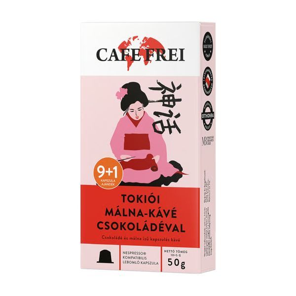 Cafe Frei 50G Tokiói-csokoládés málna Nespresso kompatibilis kávékapszula 9+1 kapszula