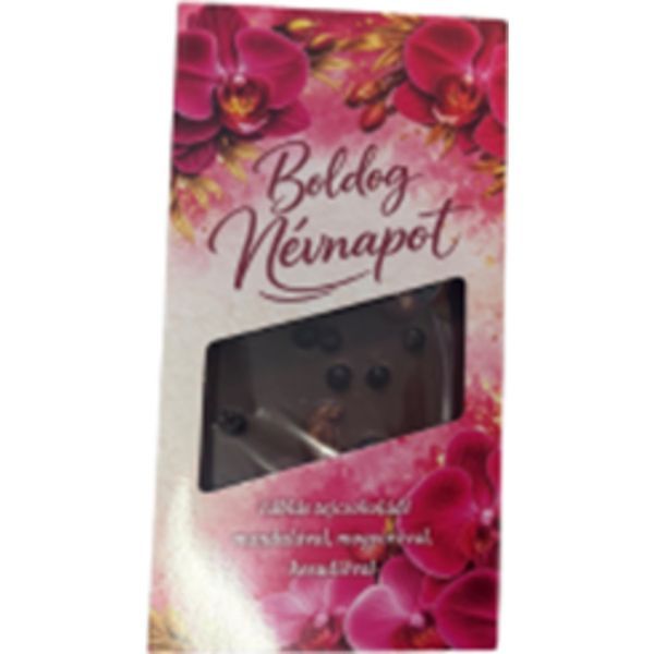 Chocolips 100G Boldog Névnapot - Tejcsokoládé Mandulával Mogyoróval és Kesudióval