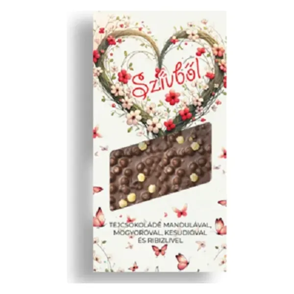 Chocolips 100G Szívből - Tejcsokoládé Mandulával Mogyoróval Kesudióval és Ribizlivel