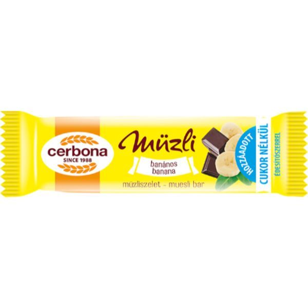 Cerbona Müzliszelet 20G Banán Kakaó Bevonattal