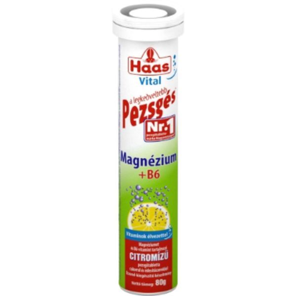 Haas Pezsgőtabletta 80G Magnézium+B6 Citrom Ízű