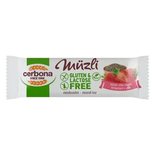 Cerbona Szelet Gluténmentes Epres-Chia magos 35G