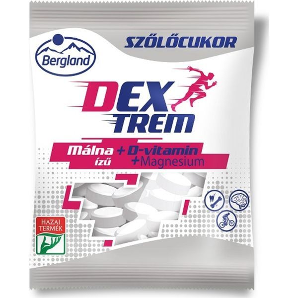 Bergland Szőlőcukor 70G Málna + D-vitamin + Magnézium