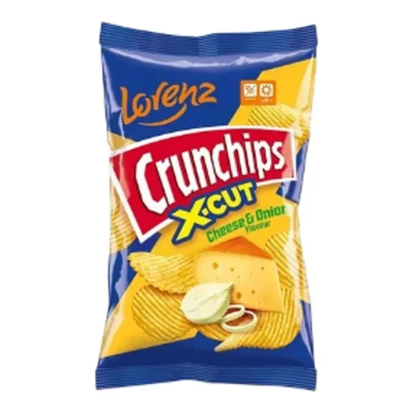 Lorenz Crunchips X-Cut 75G Cheese & Onion Sajt-Hagyma