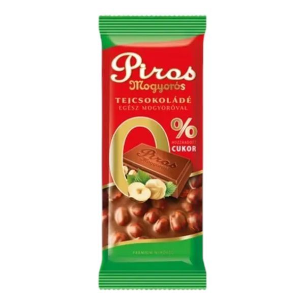 Piros Mogyorós 70G Tejcsokoládé Hozzáadott Cukor Nélkül