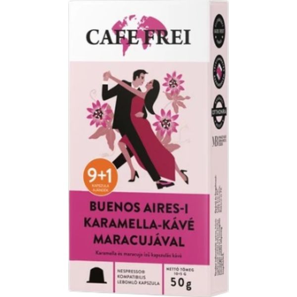 Cafe Frei 45G Buenos Aires-i karamella bíbor maracujával Nespresso kompatibilis kávékapszula 9db
