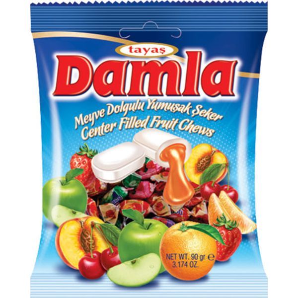 Damla 90G Gyümölcsös Töltött Puhacukor