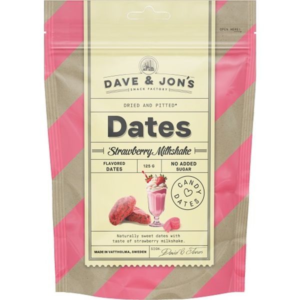 Dave & Jon's 125G Dates Strawberry Milkshake - ízesített datolya