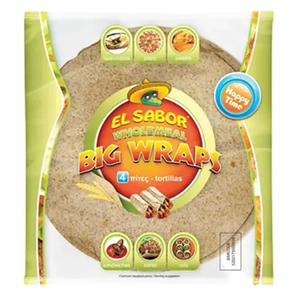 El Sabor 245G Big Wrap - Teljes Kiőrlésű Tortilla lap 25cm (4db)
