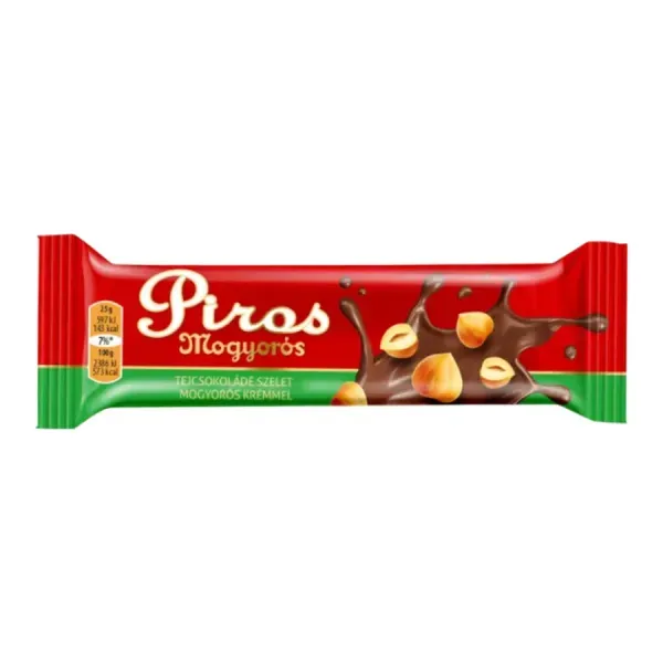 Piros Mogyorós 25G Tejcsokoládé Szelet Mogyorós Krémmel Töltve