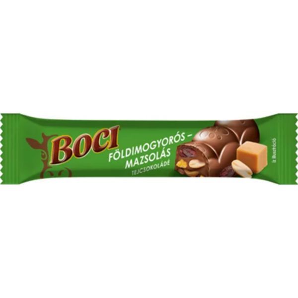 Boci 34G Földimogyorós-Mazsolás-Sós Karamellás Tejcsokoládé Szelet