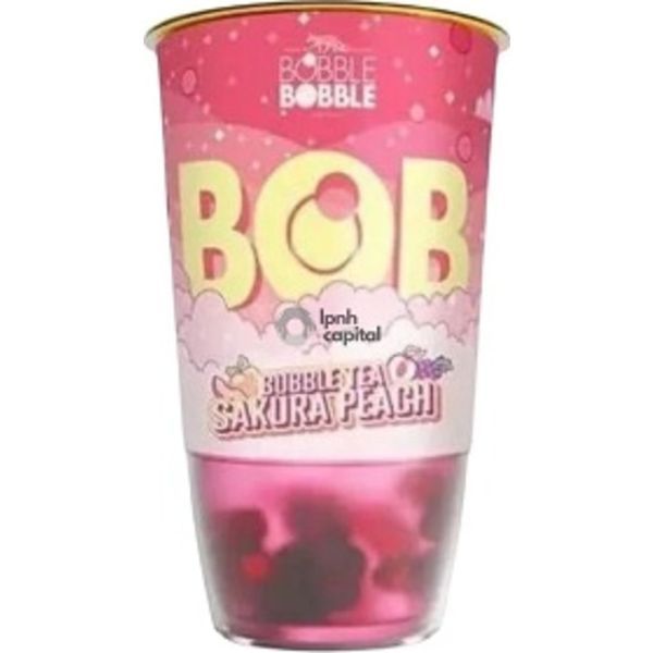 Bob 0,36L Sakura Peach Bubble Tea (barack-licsis zöld tea, szőlő boboával)