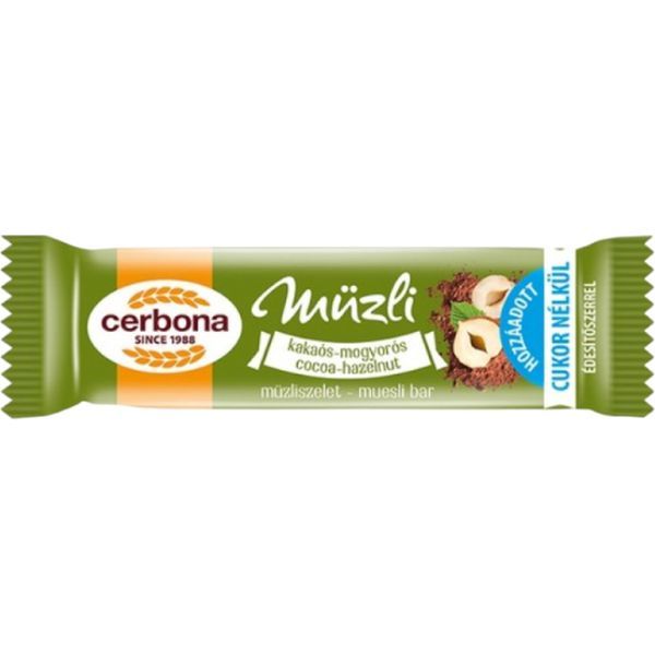 Cerbona Müzliszelet 20G Kakaó-Mogyoró Cukormentes