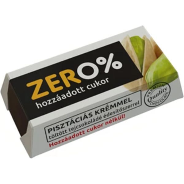 Szerencsi ZERO 21G Pisztácia Ízű Krémmel Töltött Tejcsokoládé Édesítőszerrel