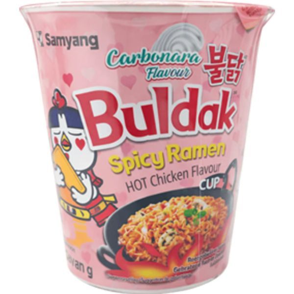 Buldak 80G CUP Instant Ramen Tészta Carbonara Hot Chicken