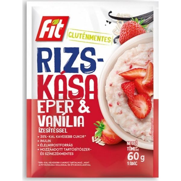 Fit Reggeli 60G Rizskása Eper&Vanília Ízű,Gluténmentes