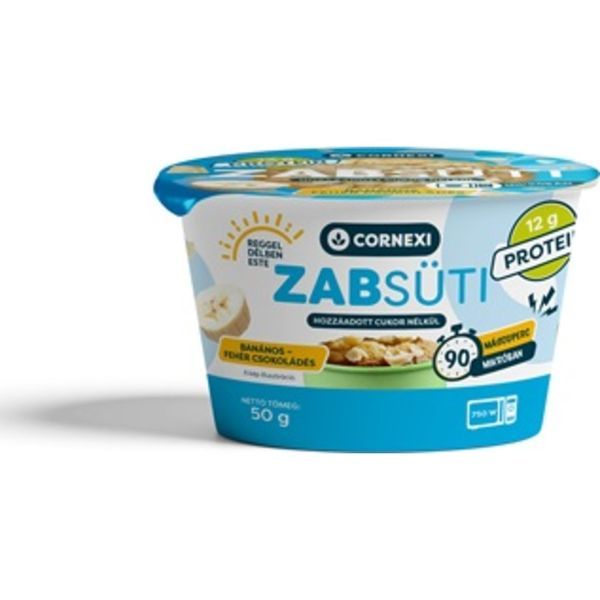 Cornexi 50G Protein Banános- Fehér Csokoládés Alappor Zabbal, poharas sütemény készítéséhez