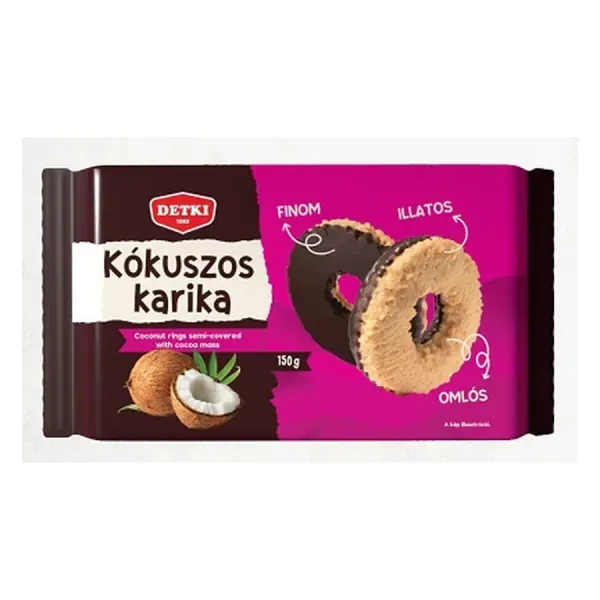 Detki 150G Kókuszos karika kakaós étbevonóval félig mártva
