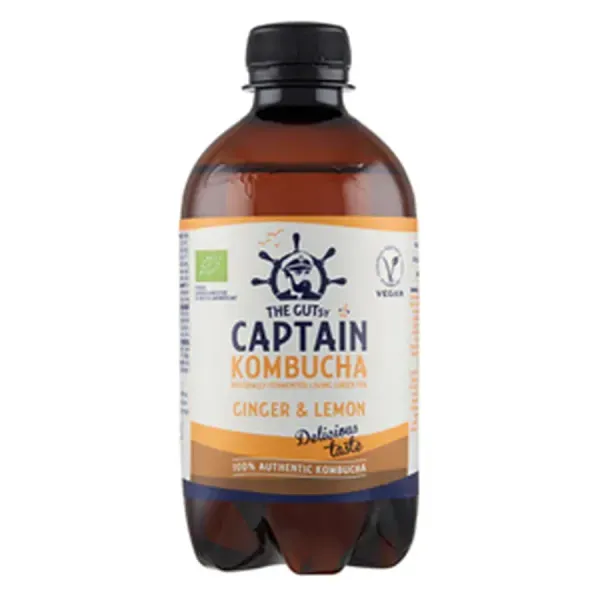 Biopont 400ML Kombucha Élőflórás Ital, Gyömbér-Citromos Gluténmentes Vegán (DRS)