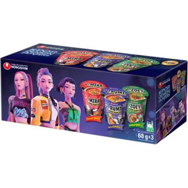 Nongshim 204G Instant Leves K-Pop Demon Hunters Limitált Pack (3*68G)